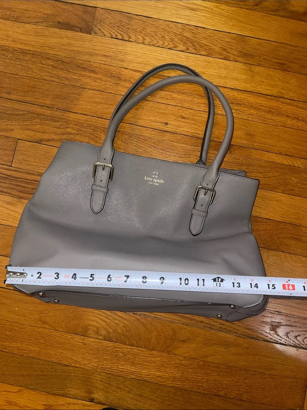 kate spade Gray Leather Satchel with Double Handles